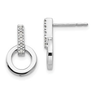 925 Sterling Silver Rhodium-plated Diamond Post Earrings
